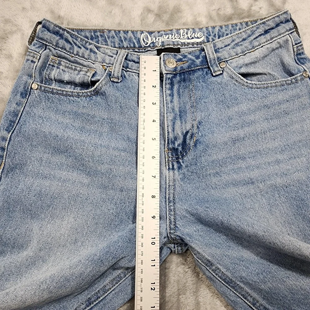 Organic Blue‎ Jeans Womens 7/28 Blue High Rise Relaxed Straight Carpenter Denim